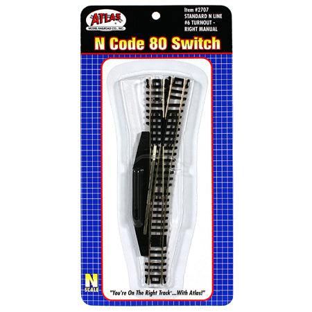 Atlas 2707 N Scale Code 80 #6 Manual Right Hand Turnout
