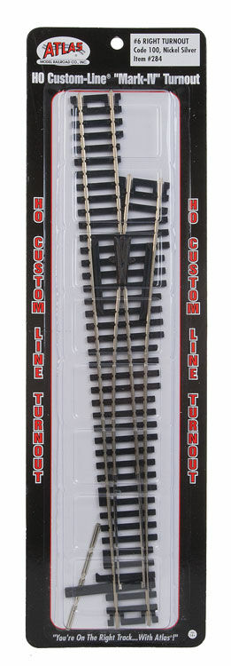 Atlas 284 HO Scale Code 100 Track Mark IV #6 Right-Hand Turnout