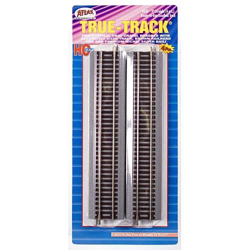 Atlas 450 HO Scale True-Track Snap Switch (R) - Straight Section - 9" 22.9cm pkg(4)