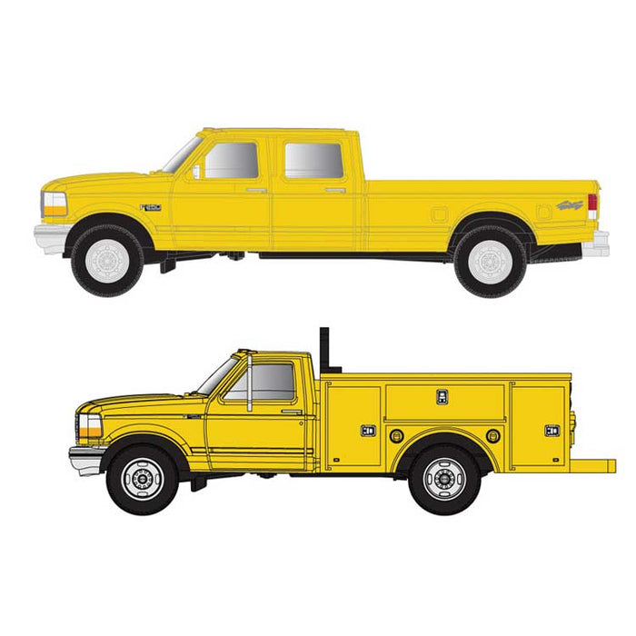 Atlas 60000150 N Scale Ford F-250 and F-350 Pickup Truck Set - Safety Yellow