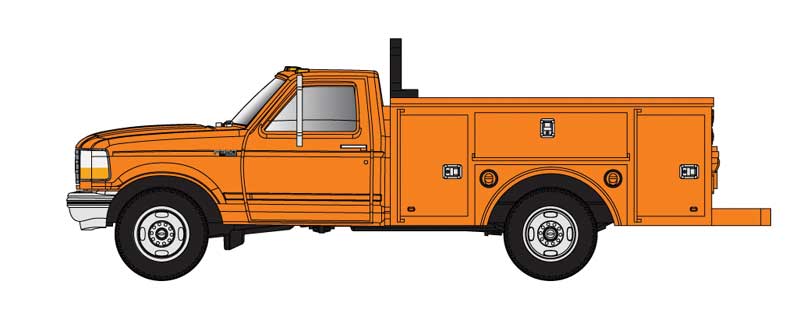 Atlas 60000157 N Scale Ford F-250 and F-350 Pickup Truck Set - Safety Orange