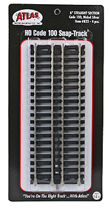 Atlas 822 HO Scale Code 100 Track 6" Straight (4 Pack)