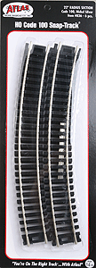 Atlas 836 HO Scale Code 100 Track 22" Radius Curve (6 Pack)