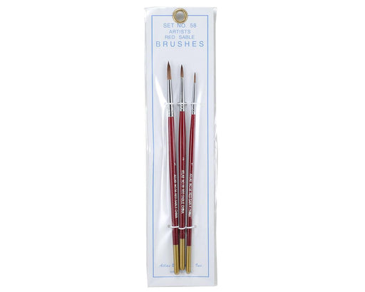 Atlas Brush 58 1,3,5 Red Sable Detailing Paintbrushes 3 Pack