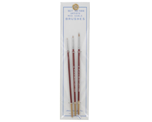 Atlas Brush 58B 10/0,5/0,0 Red Sable Detailing Paintbrushes 3 Pack