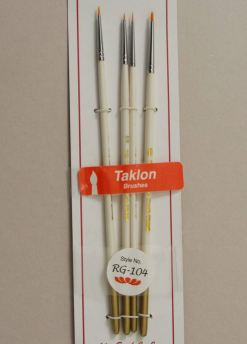 Atlas Brush RG104 10/0,5/0,3/0,0 Taklon Detailing Paintbrushes 4 Pack