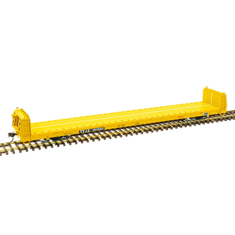 Atlas Trainman 20006463 HO Scale 62' Short Bulkhead Flatcar 90's TTX Logo TTJX 82707