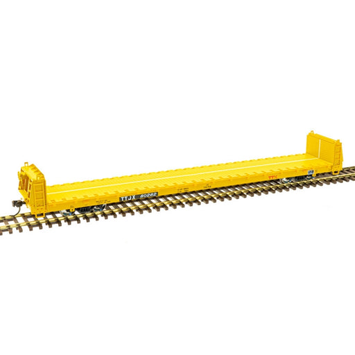 Atlas Trainman 20006463 HO Scale 62' Short Bulkhead Flatcar 90's TTX Logo TTJX 82707
