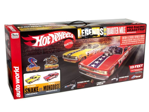 Auto World 33003 HO Scale Snake vs Mongoose Drag Slot Car 13' Racing Set