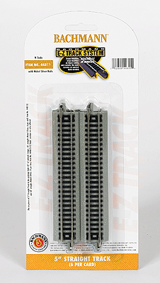Bachmann 44811 N Scale E-Z Track 5" Straight 6 Pack