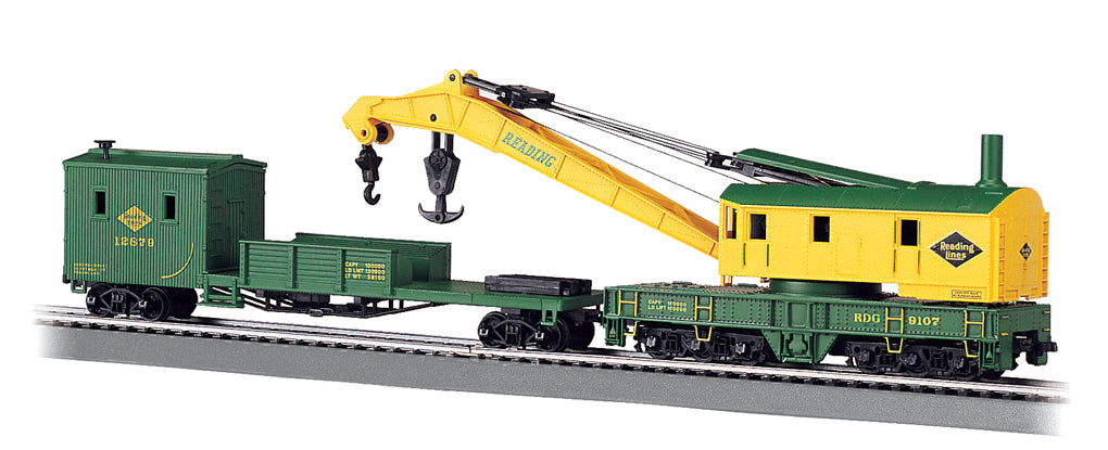 Bachmann 16110 HO Scale Crane Car with Boom Tender Reading Railroad PRR