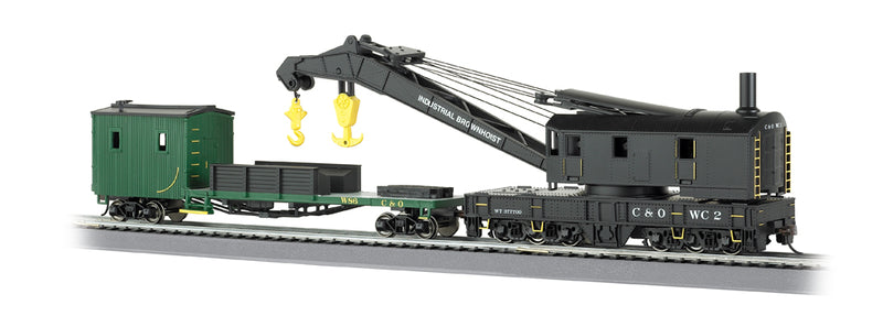 Bachmann 16122 HO Scale Crane Car with Boom Tender Chesapeake & Ohio C&O WC2