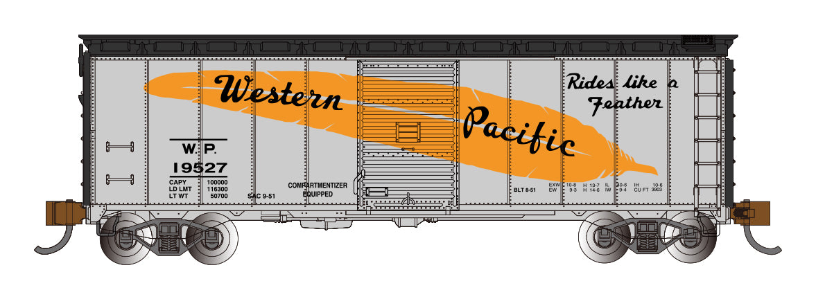 Bachmann 17062 N Scale 40' Boxcar Western Pacific Feather WP