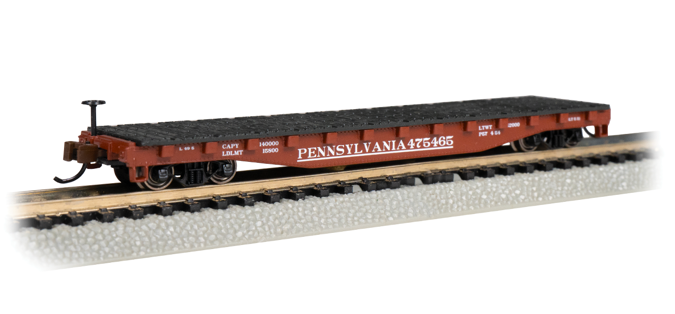 Bachmann 17353 N Scale 52' Flatcar Pennsylvania PRR 475465