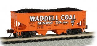 Bachmann 19557 N Scale 55 Ton 2 Bay Hopper Waddell Coal WDLX 101