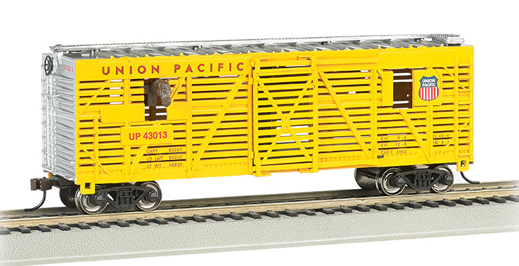 Bachmann 19701 HO Scale 40' Animated Stock Car with Horses Union Pacific UP