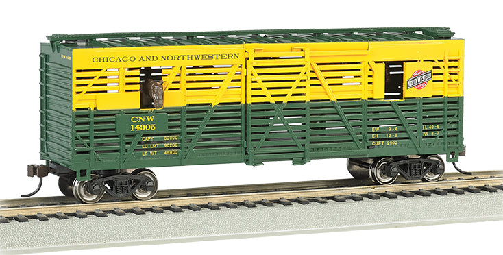 Bachmann 19703 HO Scale 40' Animated Stock Car with Horses Norfolk and Western NW