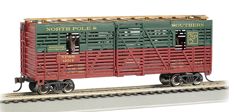Bachmann 19704 HO Scale 40' Animated Stock Car with Christmas Reindeer