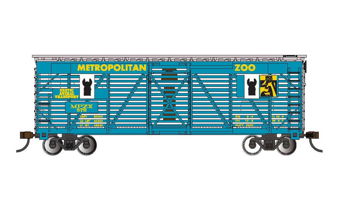 Bachmann 19708 HO Scale 40' Animated Stock Car Metropolitan Zoo Llama Transport
