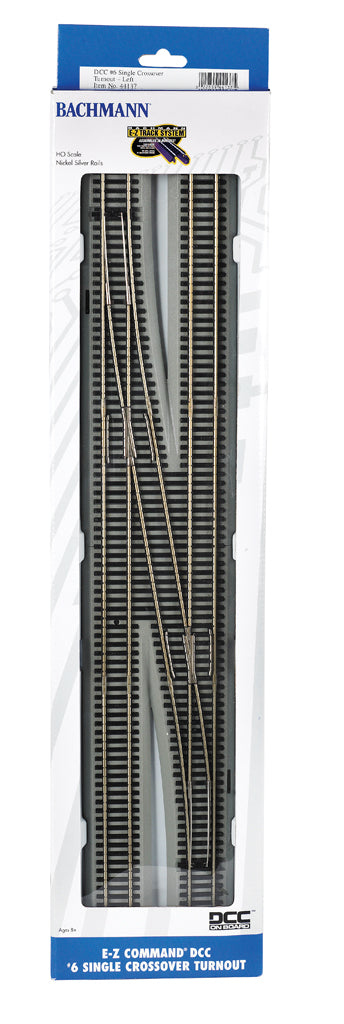 Bachmann 44137 HO Scale E-Z Track Command #6 Left Hand Crossover with DCC