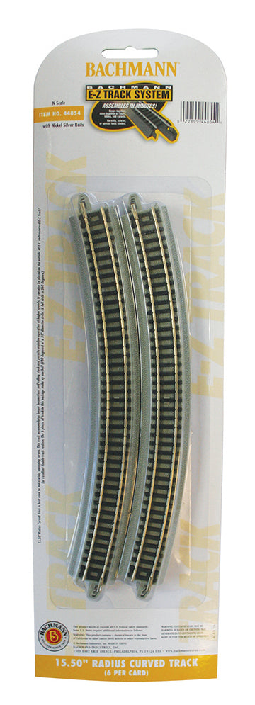 Bachmann 44854 N Scale E-Z Track 15.5" Radius Curve (6)