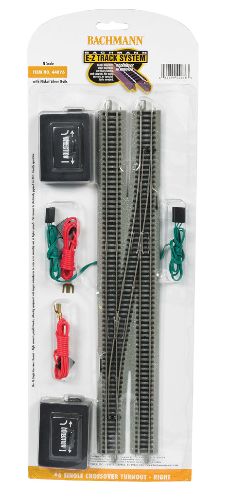 Bachmann 44876 N Scale E-Z Track #6 Right Hand Crossover