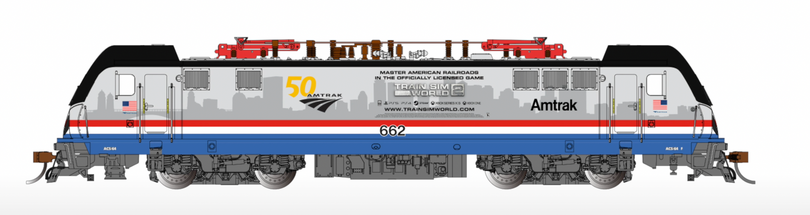 Bachmann 67409 HO Scale ACS-64 Electric Locomotive Amtrak "Train Sim" 662 DCC WOWSound