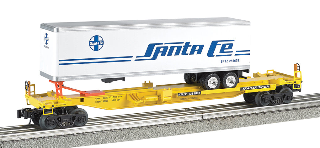 Williams by Bachmann 48404 O Gauge Front Runner Flatcar with Trailer Santa Fe ATSF