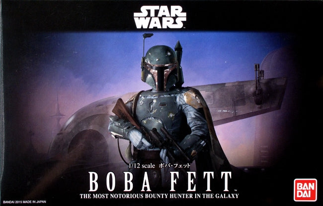 Bandai 201305 1/12 Star Wars Boba Fett Bounty Hunter Figure Snap Together Plastic Model Kit