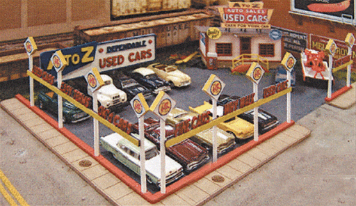 Blair Line 197 HO Scale A-to-Z Used Car Lot Kit 
