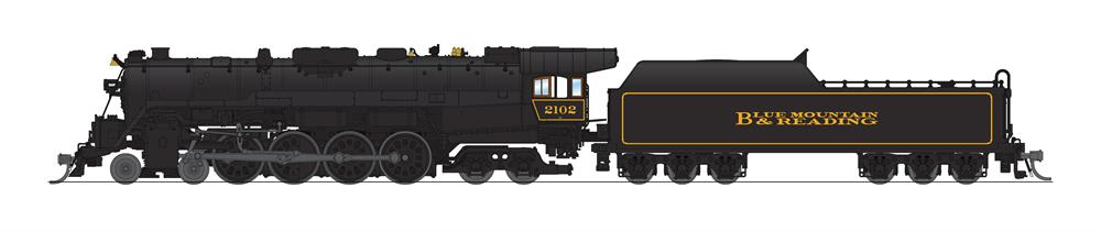 BLI 7408 N Scale 4-8-4 T1 Steam Locomotive Blue Mountain & Reading 2102 with Paragon4