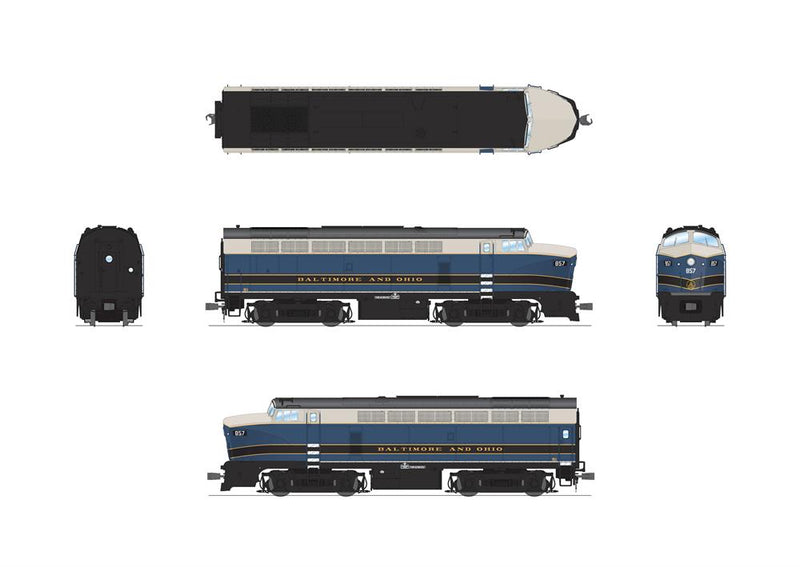 BLI 8274 HO Scale Baldwin RF-16 A Unit Sharknose Diesel Baltimore & Ohio B&O 857A - Stealth
