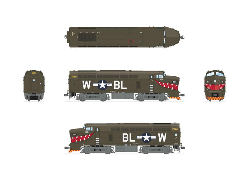 BLI 8291 HO Scale Baldwin RF-16 Sharknose Diesel US Air Force USAF 801 - Stealth