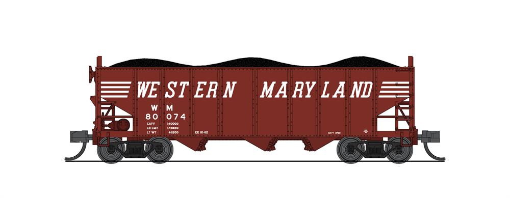 BLI (Broadway Limited Imports) 7156 N Scale 3 Bay Hopper Western Maryland WM 2 Pack A