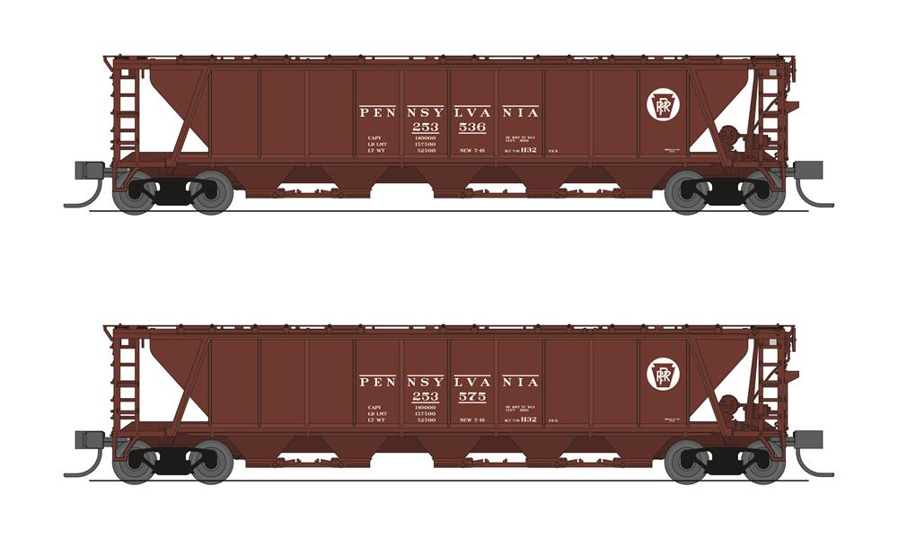BLI (Broadway Limited Imports) 7250 N Scale H32 Covered Hopper Pennsylvania "Circle Keystone" 2 Pack