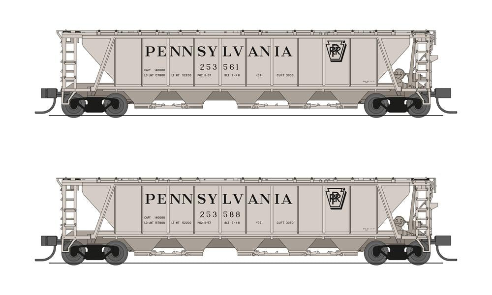 BLI (Broadway Limited Imports) 7253 N Scale H32 Covered Hopper Pennsylvania "Shadow Keystone" 2 Pack