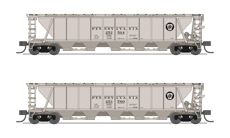 BLI (Broadway Limited Imports) 7255 N Scale H32 Covered Hopper Pennsylvania "Circle Keystone" 2 Pack