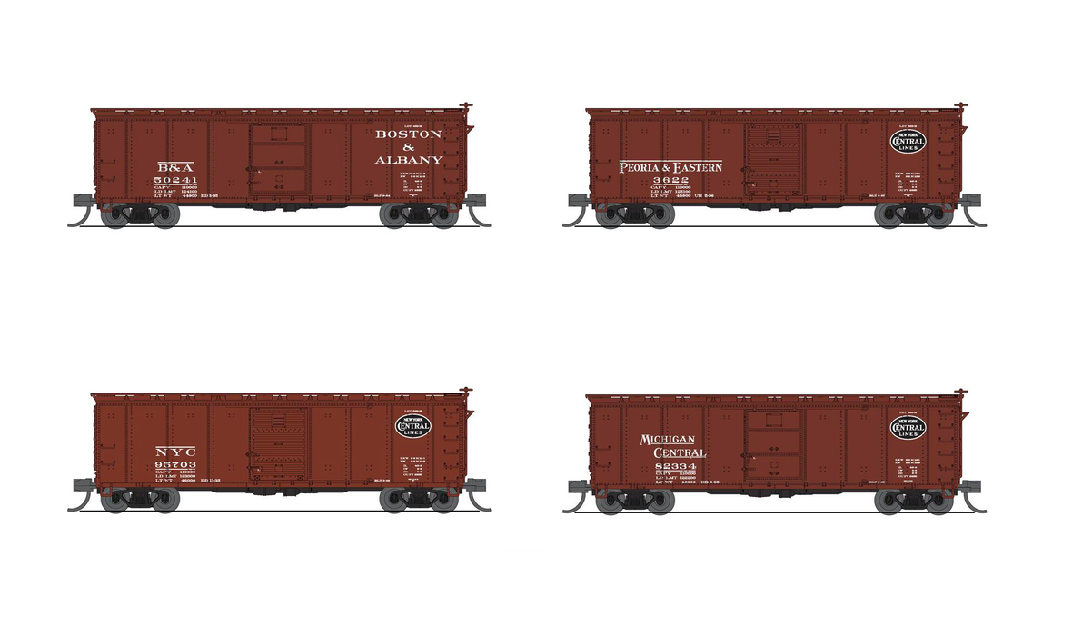 BLI (Broadway Limited Imports) 7270 N Scale 40' NYC Boxcar 1930's Variety Set A (NYC, MC, P&E, B&A)