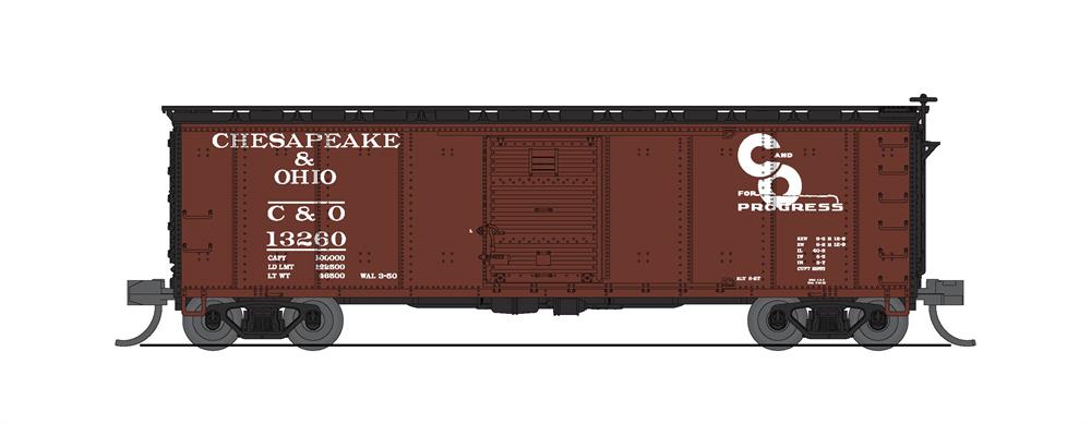 BLI (Broadway Limited Imports) 7275 N Scale 40' USRA Boxcar Chesapeake & Ohio C&O 2 Pack