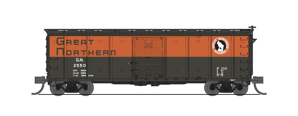 BLI (Broadway Limited Imports) 7278 N Scale 40' USRA Boxcar Great Northern GN 2 Pack