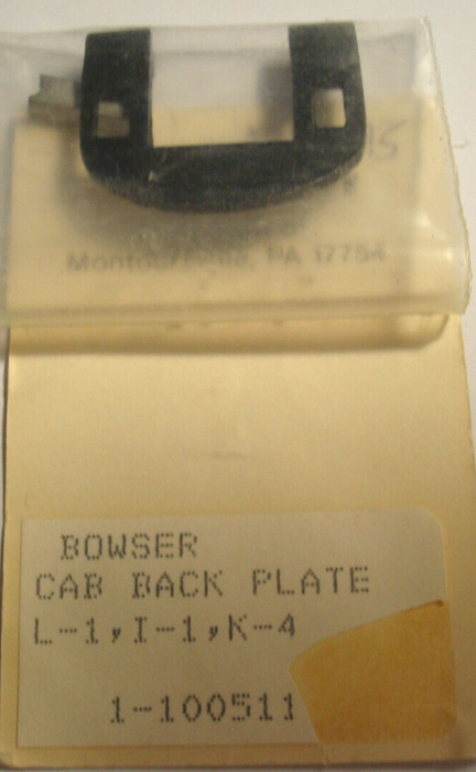Bowser 1-100511 HO Scale Cab Back Plate for L1, I1, or K4 Locomotive