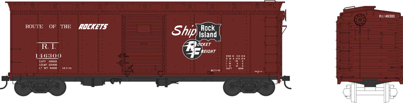 Bowser 41792 HO Scale 40' Boxcar Rock Island RI 146369