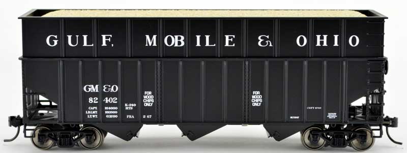 Bowser 41953 HO Scale 70 Ton 3-Bay Woodchip Hopper Gulf Mobile and Ohio GM&O 82439