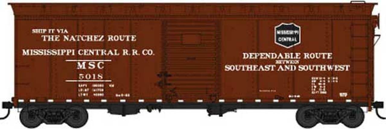 Bowser 42447 HO Scale 40' Boxcar Natchez River Route Mississippi Central MSC 5022