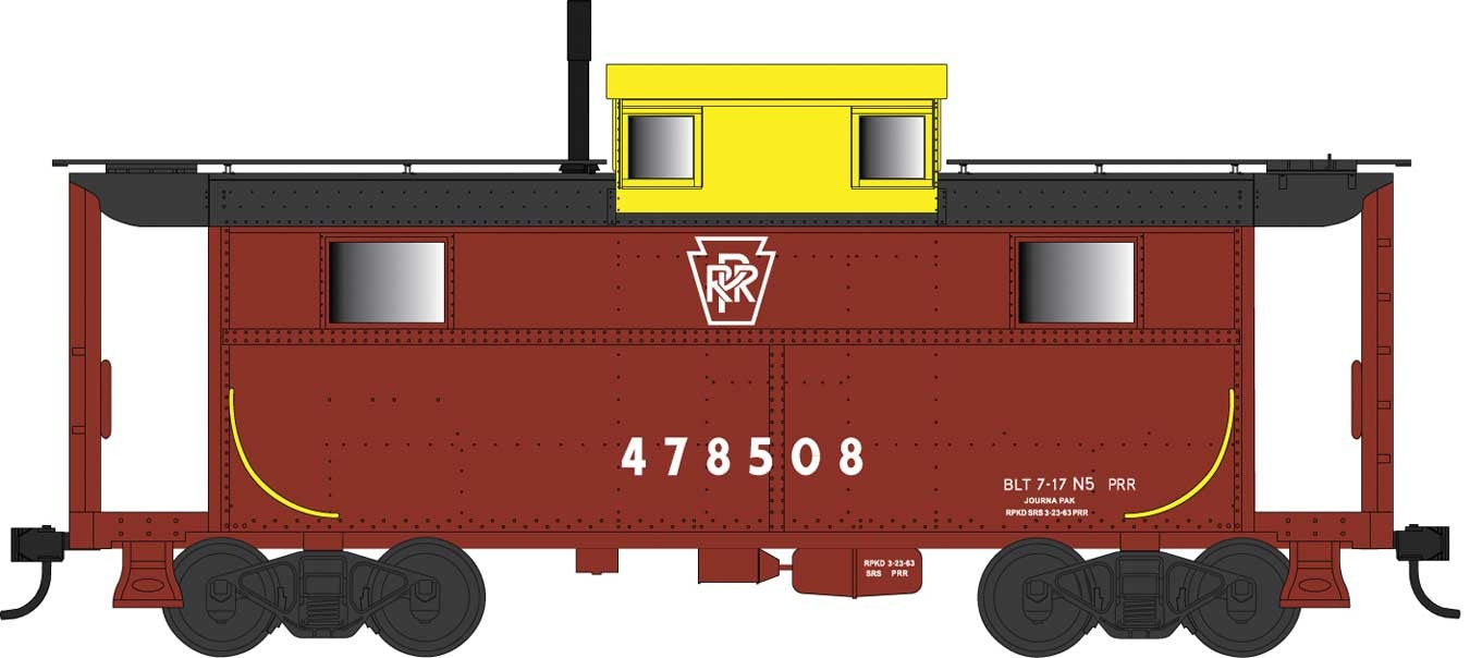 Bowser 42560 HO Scale PRR N5 Caboose Cabin "Yellow Top" PRR 478508