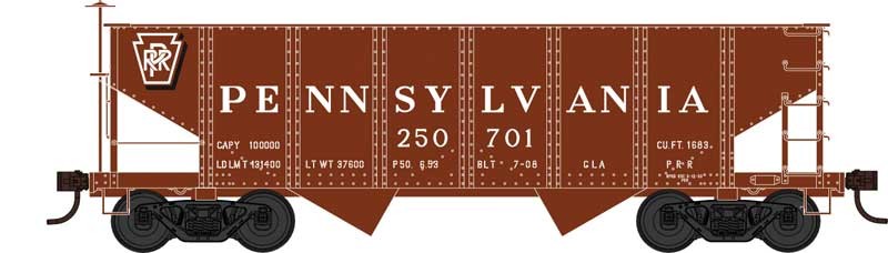 Bowser 42649 HO Scale 2 Bay GLa Hopper Pennsylvania "Shadow Keystone"  PRR 250781 