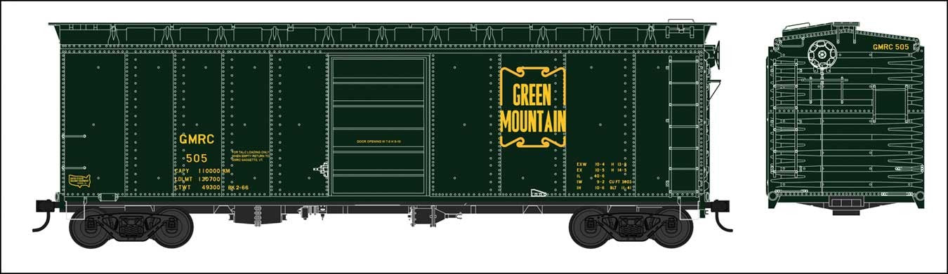 Bowser 42719 HO Scale 40' Boxcar Green Mountain GMRC 504 