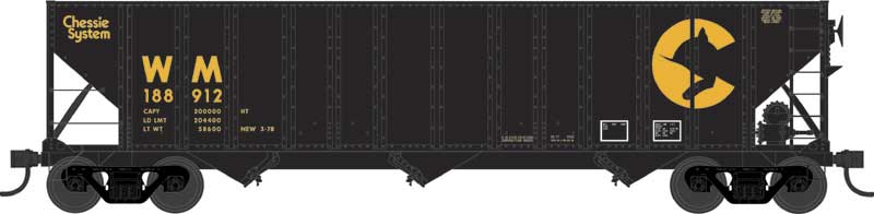 Bowser 43192 HO Scale 100 Ton 3-Bay Hopper Chessie System WM 188938