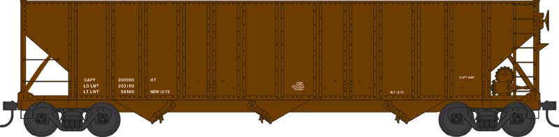 Bowser 43200 HO Scale 100 Ton 3-Bay Hopper Brown Dimensional Data Only