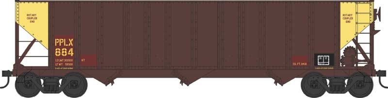 Bowser 43220 HO Scale 100 Ton 3-Bay Hopper PPLX "Double Yellow End" 884